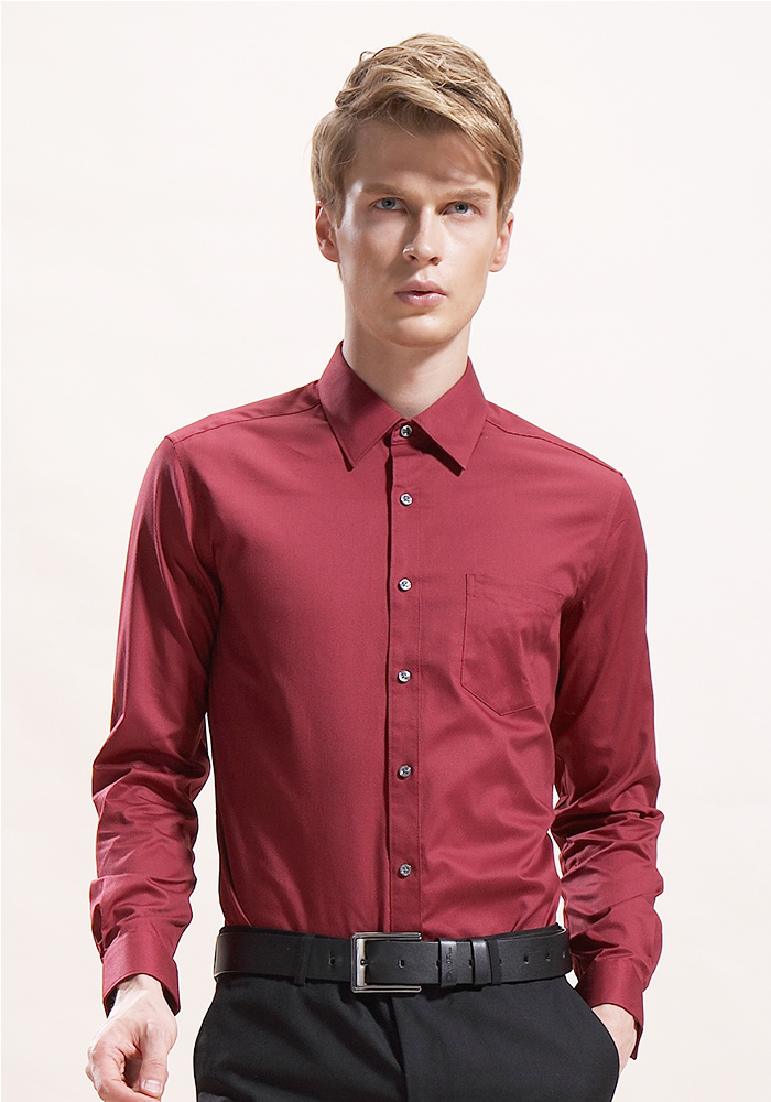 g2000men 男款八字插竹领防皱长袖衬衫 140601 83中紫 03/170/96a