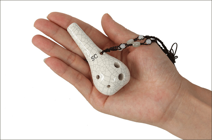 洪啸6孔高音c调长嘴陶笛 白裂纹