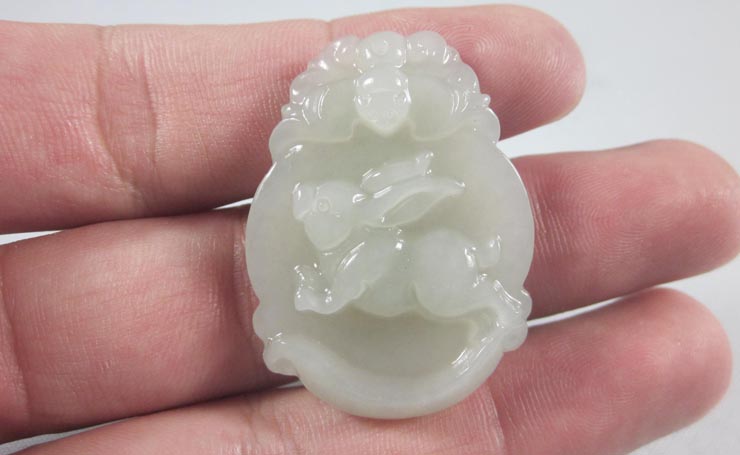 青白玉福在眼前生肖系列之生肖兔挂件 属兔玉吊坠 福到钱到 寓意吉祥