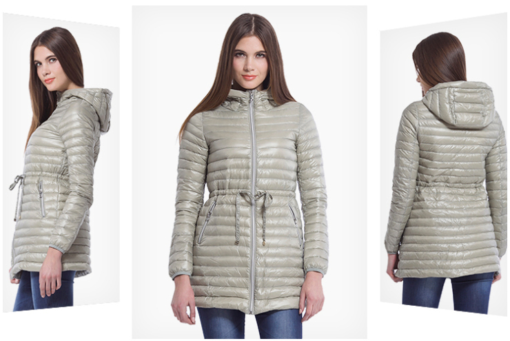 米尚(misun)连帽款抽绳束腰轻薄羽绒服 时尚羽绒服 浅米 m