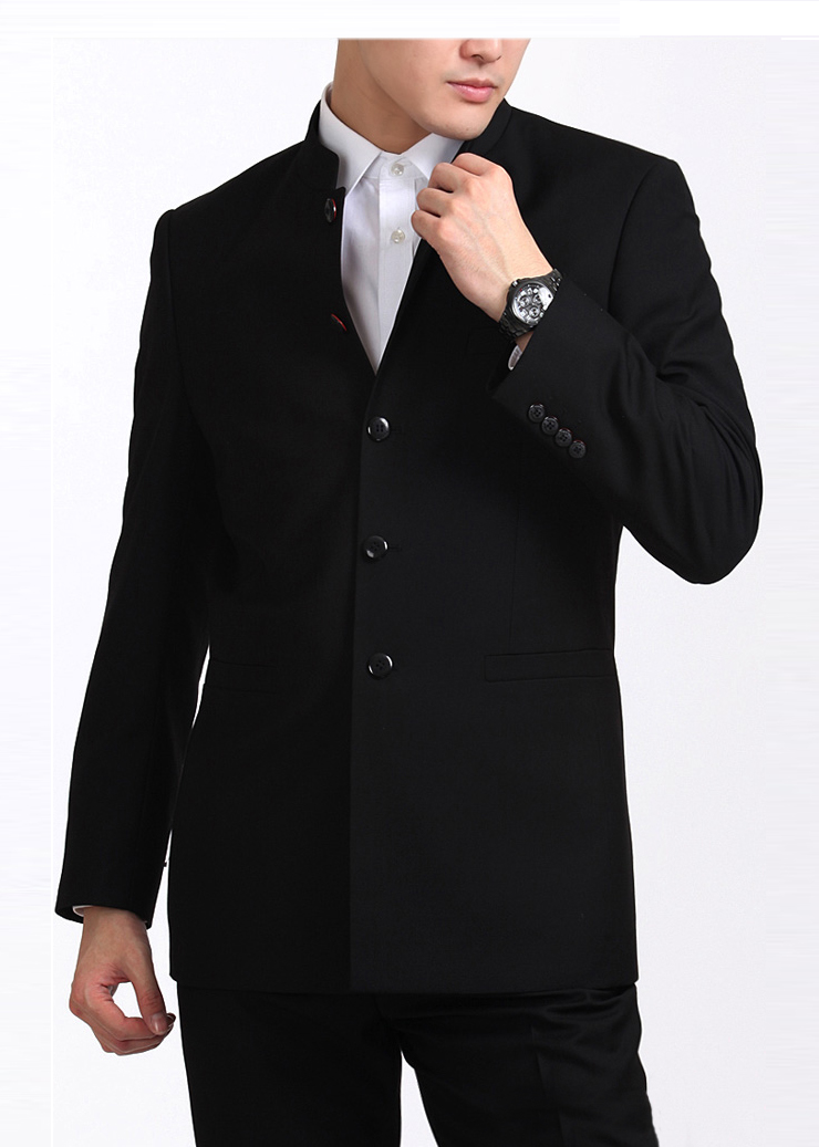 正装 黑色中华立领,绅士男装立领西装 黑色 175/92a【图片 价格 品牌