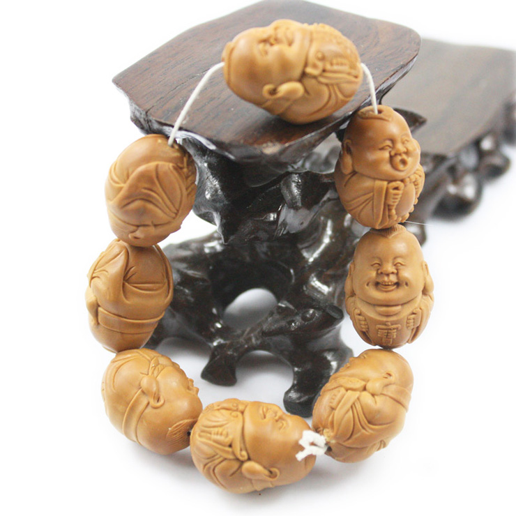 尚鸿缘 天然橄榄核雕手串手链 精雕 【八宝童子】木易
