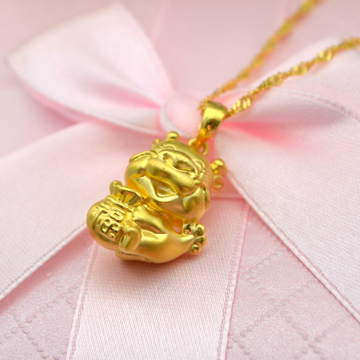 雅凝珠宝3d硬足金黄金吊坠黄金卡通生肖龙项坠福气龙不含链约2627克