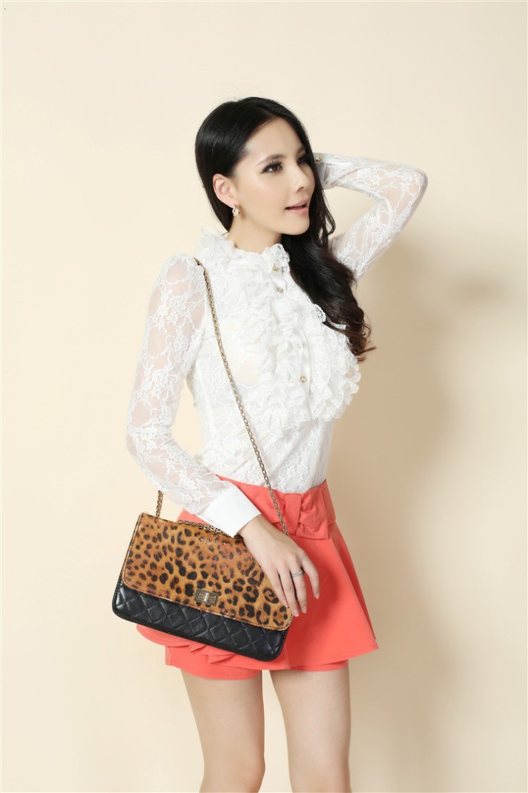 士哲2012秋装新品 时尚魅惑蕾丝长袖衬衫衬衣 fgnq512 白色 m