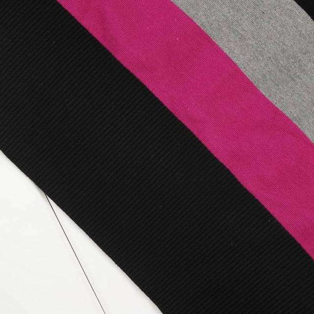 达思彼 新款中老年妈妈女装横条长圆领 bs火烈风横条长圆领 黑色 均码