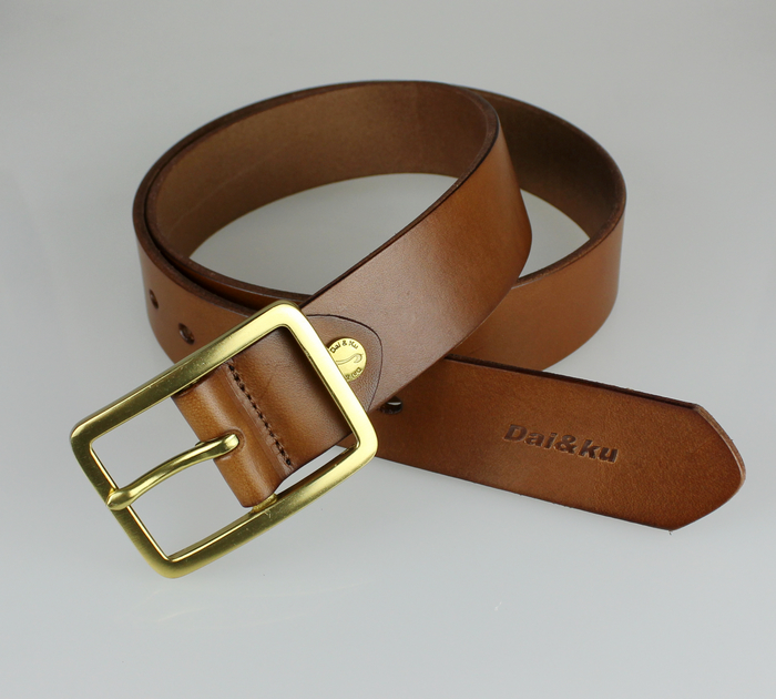 黛酷(dai&ku)男士腰带铜扣进口头层牛皮休闲皮带dk-2486 浅棕色 95cm