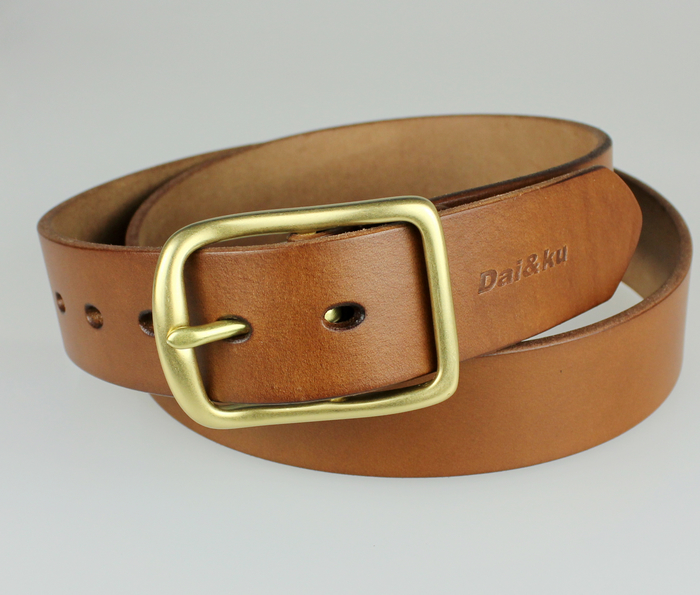 黛酷(dai&ku)男士腰带铜扣进口头层皮休闲皮带dk-2456 浅棕色 1000mm