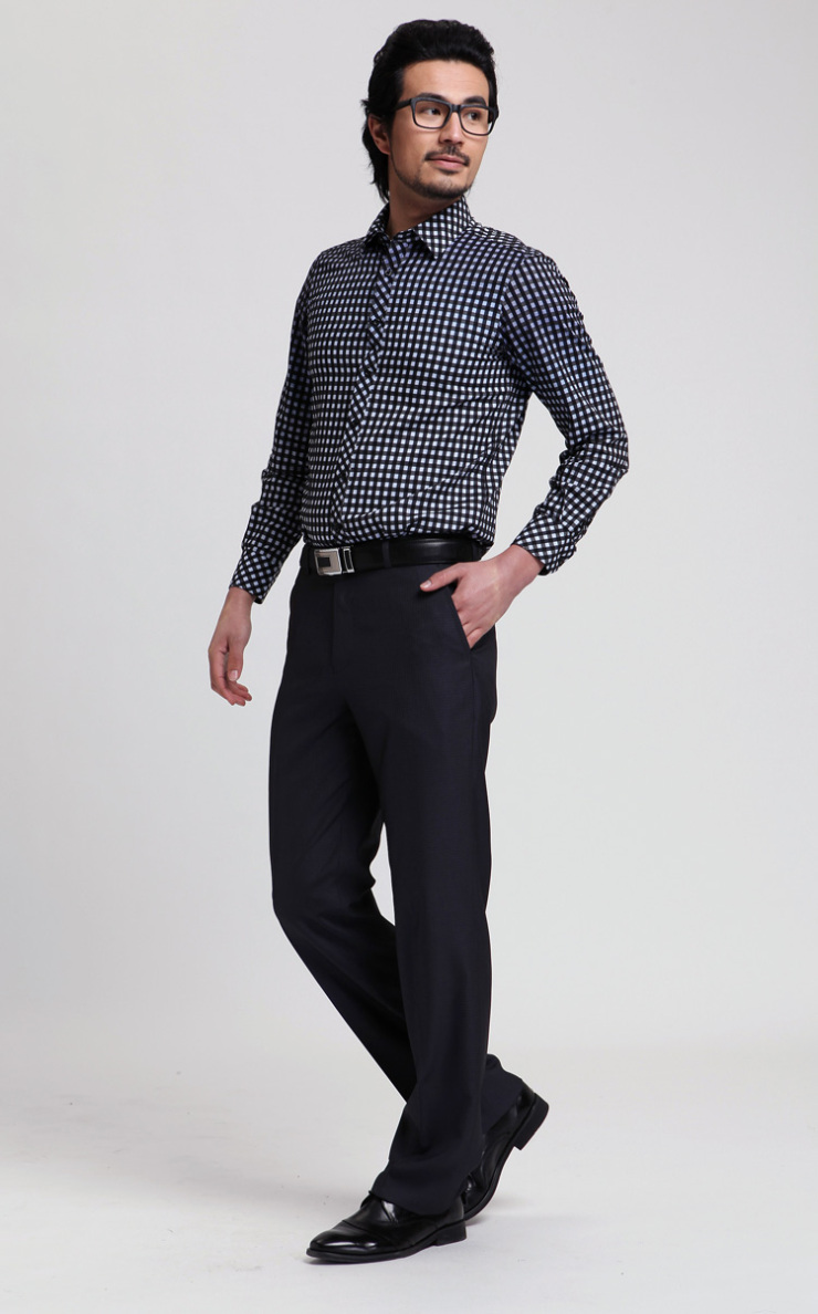 步云西裤 男装 商务正装 宽松 免烫基本款 无褶西装裤 1001 深黑蓝 33