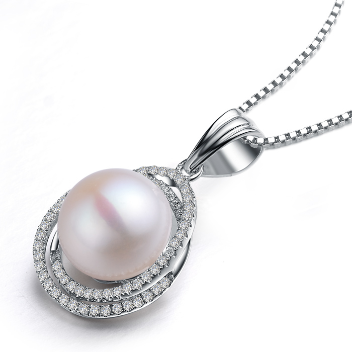 京润珍珠 s925银镶淡水珍珠吊坠
