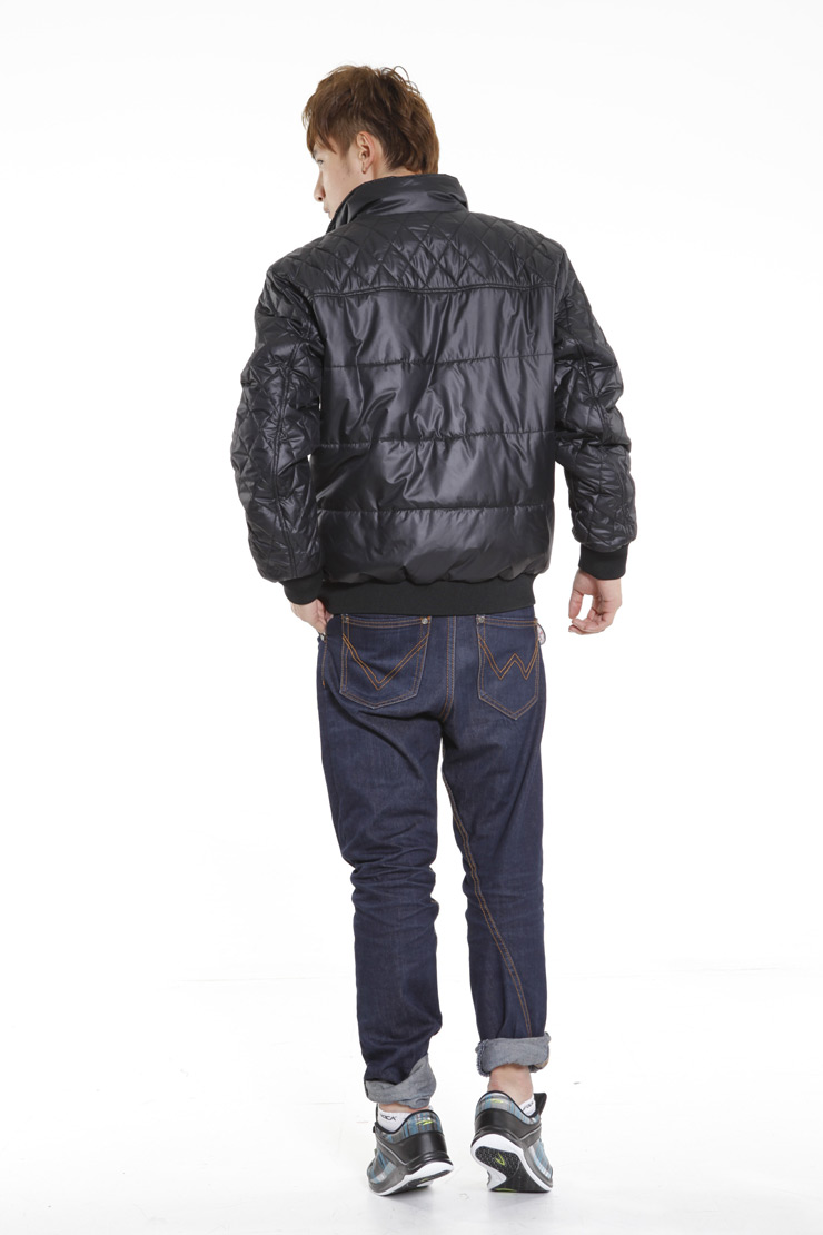 德尔惠deerway 男款薄棉夹克外套 83212423 正黑 xl