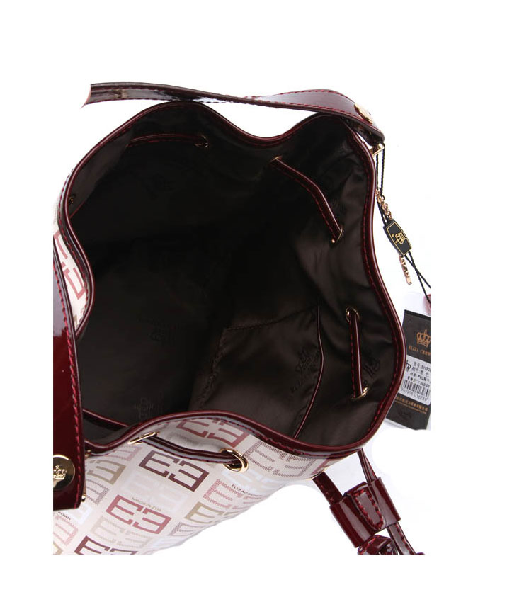 eliza crown 皇冠特殊pvc配牛皮女包5h3095杏色