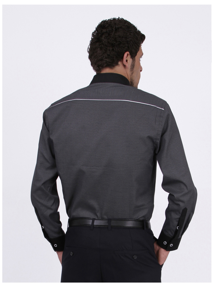 九鹿王 男装衬衫 男 长袖 衬衣 商务休闲衬衣 男士衬衫 男士小圆领