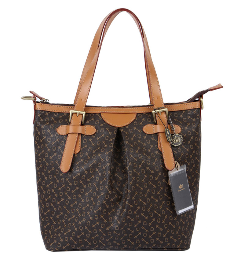 eliza crown 皇冠特殊pvc配牛皮箱包5e3016啡色【图片 价格 品牌 报价