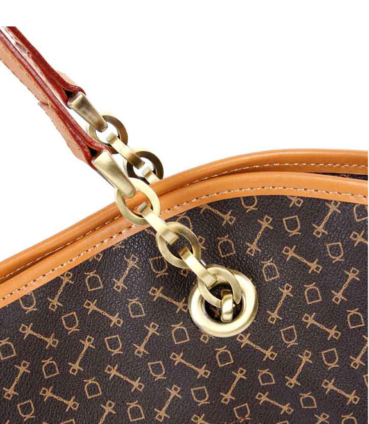 eliza crown 皇冠特殊pvc配牛皮女包5e3143啡色