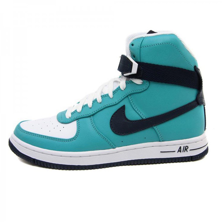 耐克nike air force 1 女子高帮板鞋 407904-401 青色 36