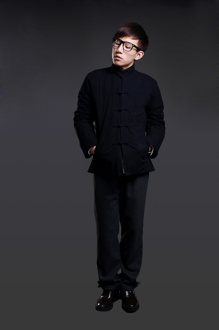 柒唐设计男式唐装上衣秋冬外套 中国风国货潮品时尚棉服112 黑色 m