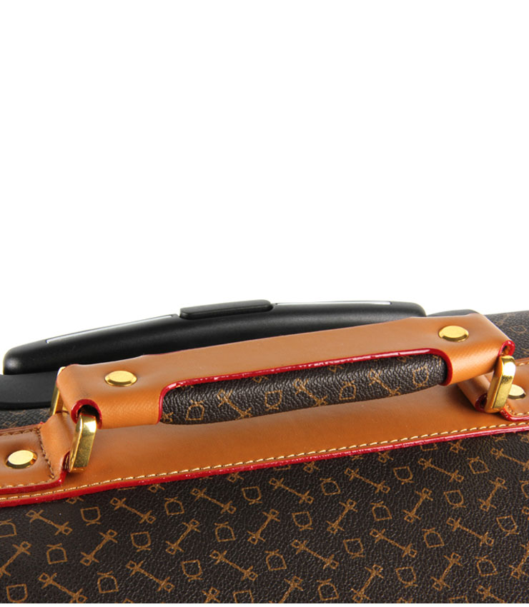 eliza crown 皇冠特殊pvc配牛皮箱包2643-14啡色