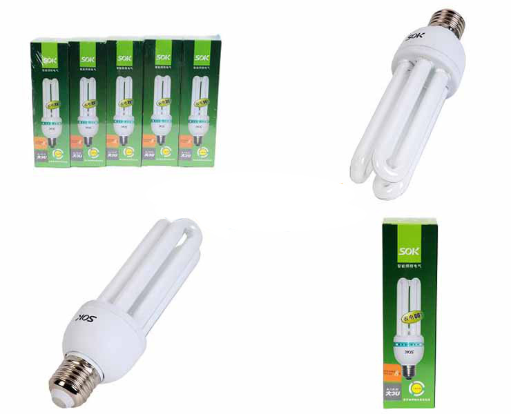 SOK三基色节能荧光灯管24W-大3U-E27日光色5只装