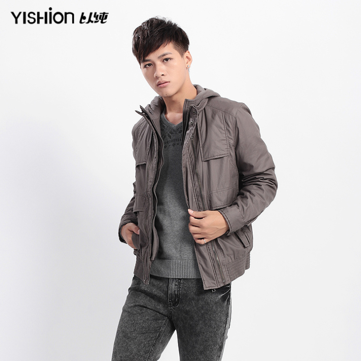 以纯 男装休闲假两件棉衣外套11411806原489元 黑色 xl