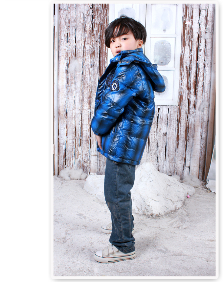 野豹童装2012秋冬新款男童大童带帽羽绒服 钻石蓝 160
