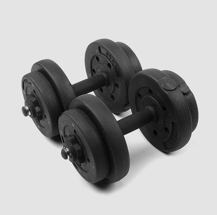 品健 新环保无味足重家用健身器材实重10kg20kg30kg公斤包胶哑铃可