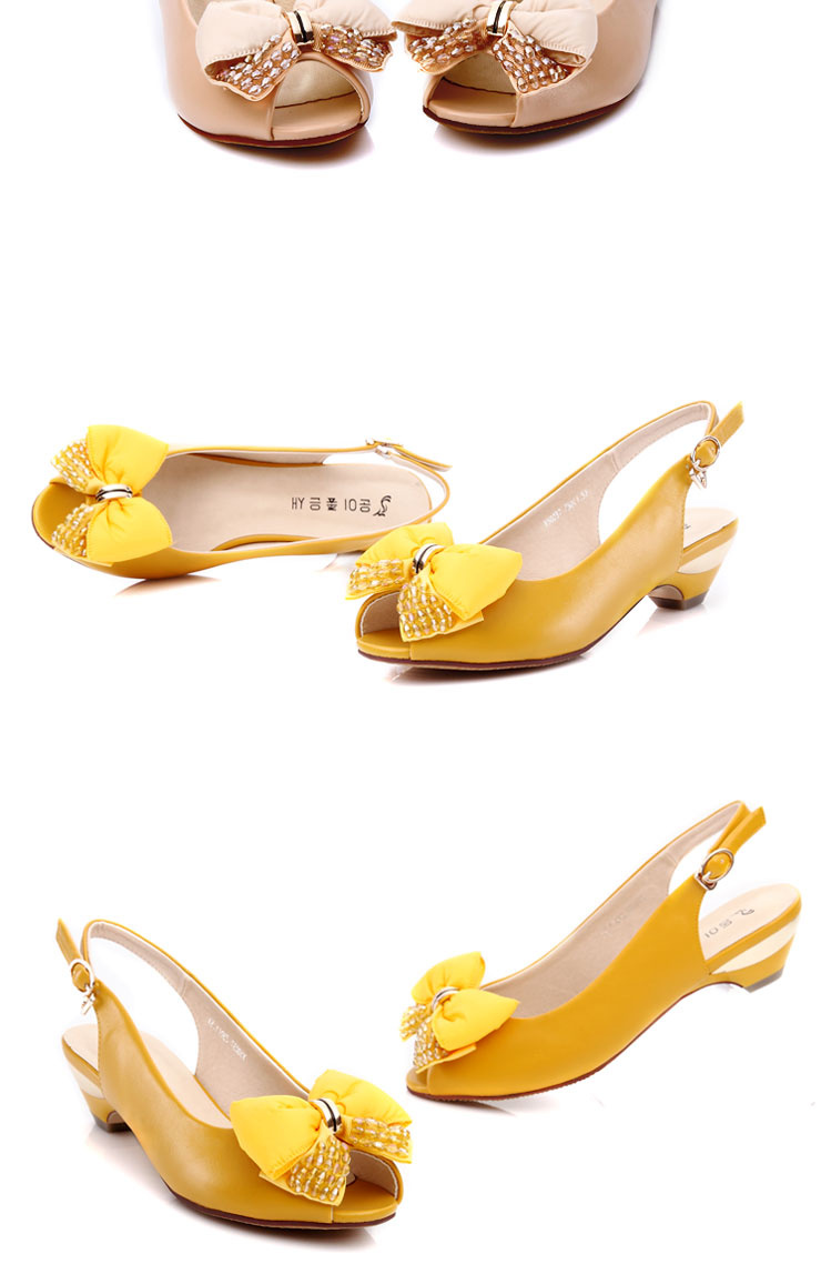 幸运鸟luckybird 2012年甜美蝴蝶结鱼嘴小坡跟镂空纹软面皮鱼嘴凉鞋