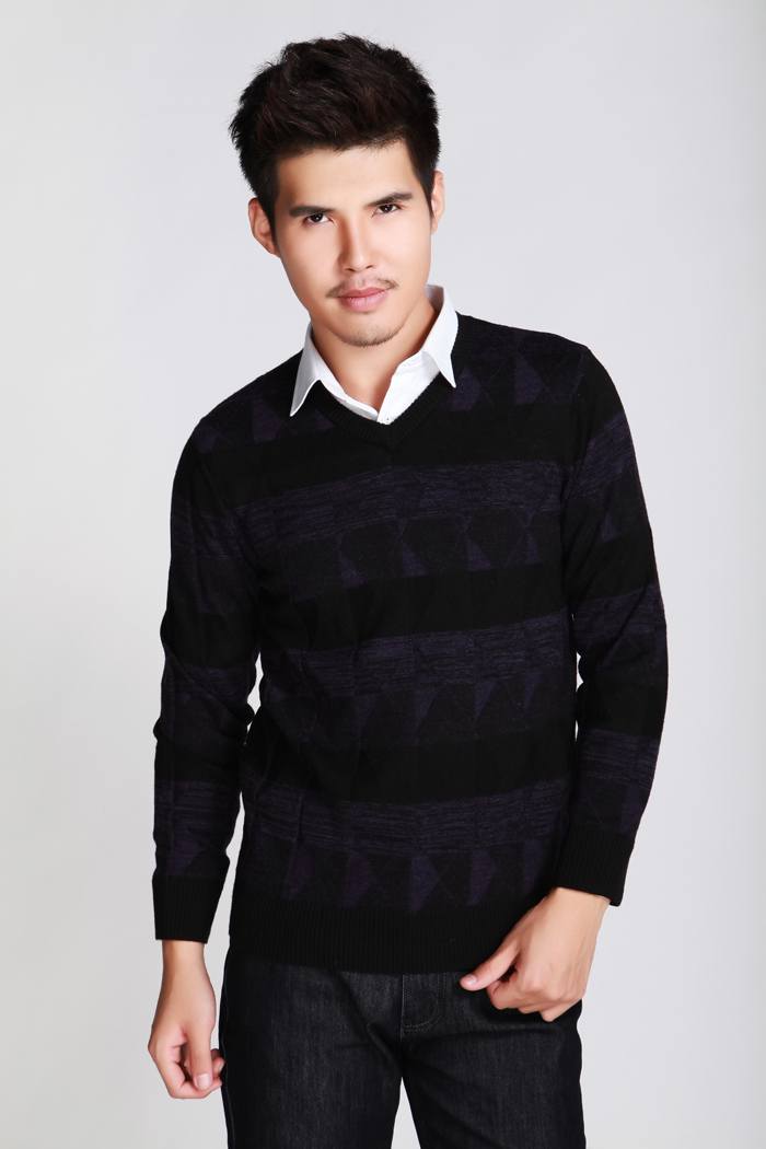 法勃尔faboer 2012秋冬新款 韩版修身圆领羊绒羊毛衫 51213023 蓝色