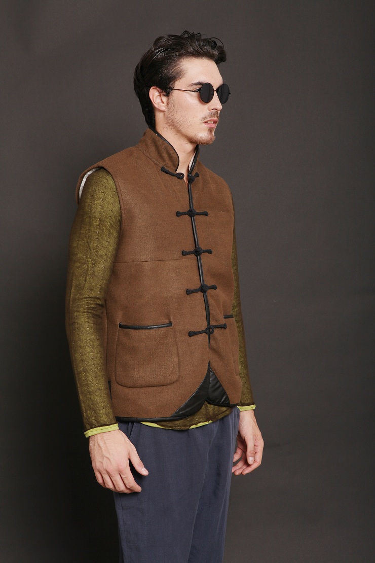 柒唐男士唐装马甲 立领直扣中式服装 中国民族风男装马夹 坎袖背心冬