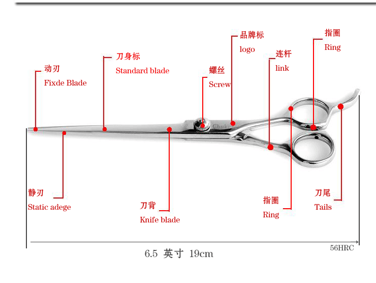楚克奇宠物用品狗狗美容用具狗狗理发剪毛用不锈钢直剪宠物剪刀