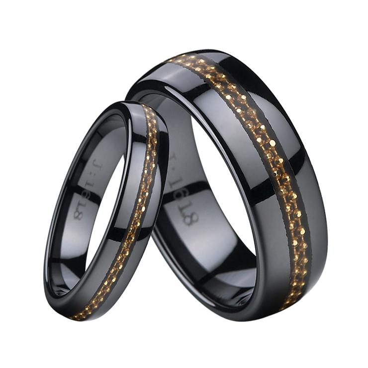 汤斯敦(tungsten)太空瓷戒指 碳纤内嵌 陶瓷首饰品 情侣戒指一对 实物