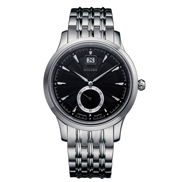 古尊golgen 石英表男士手表商务正装石英系列男表小秒针显示白面间金