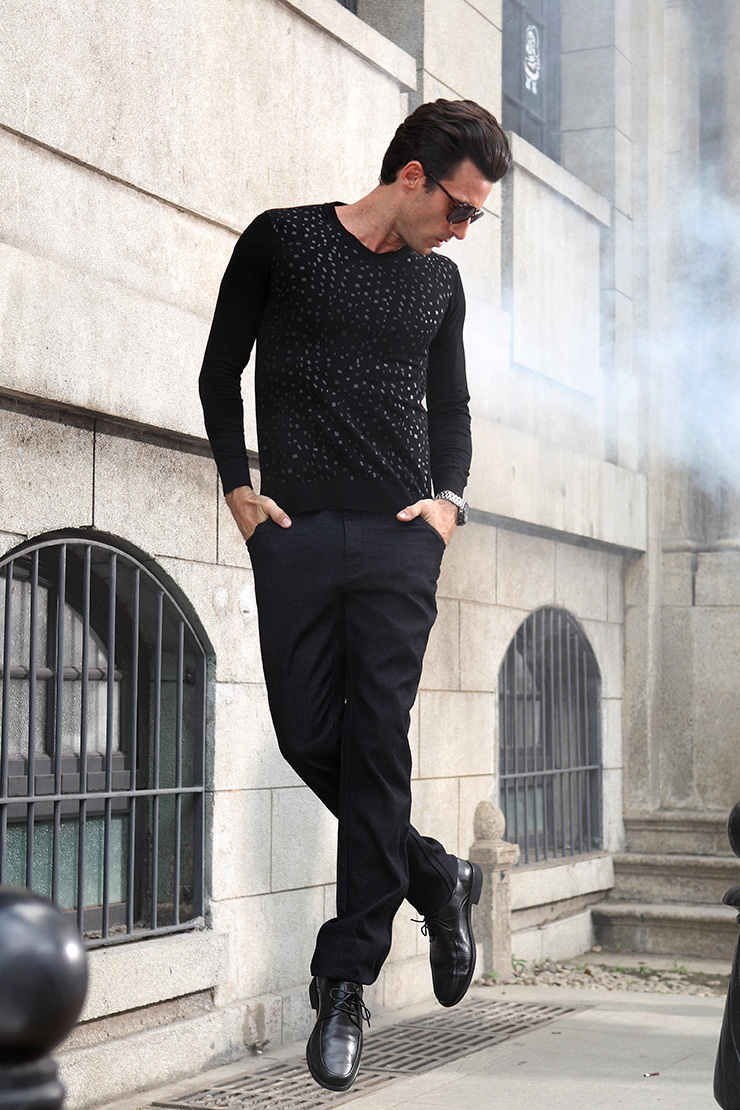 步云男装 秋季新款 v领英伦修身 抗起球男士羊毛衫 61236009