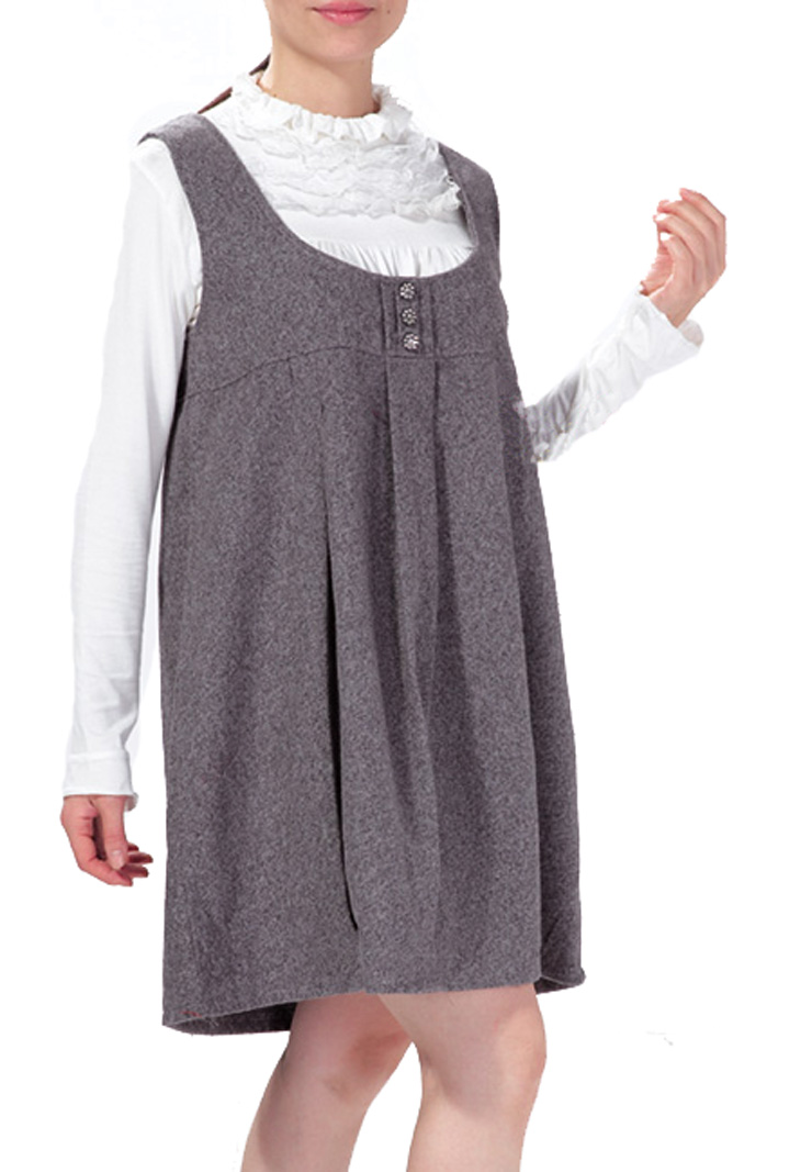 虹儿妈咪 秋冬春孕妇装韩版时尚呢绒裙/娃娃裙 粉红色 均码