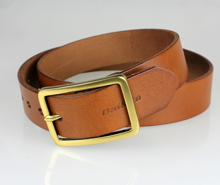 黛酷(dai&ku)男士腰带铜扣进口头层牛皮休闲皮带dk-2486 浅棕色 95cm