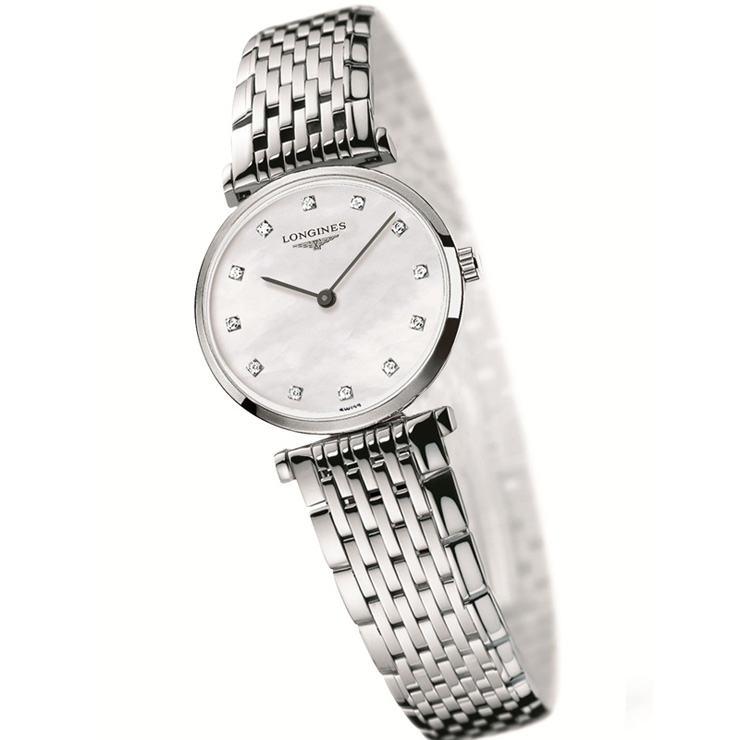 浪琴longines 瑞士名表 白色表盘嘉岚石英时尚女表 超薄女腕表 l4.
