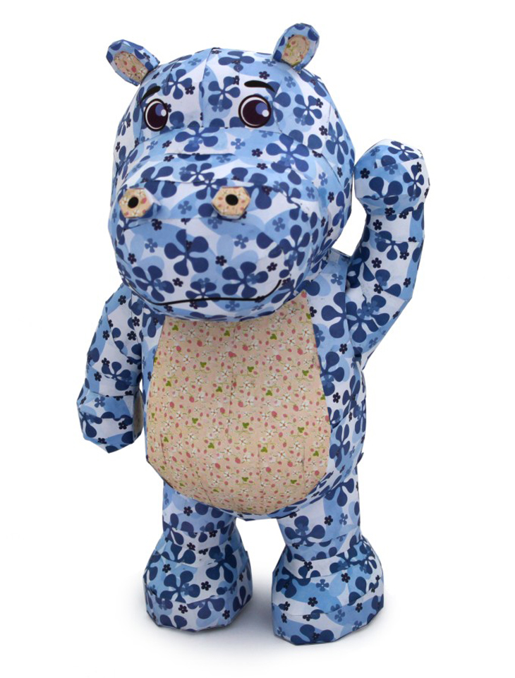 青蓝纸艺 最新创意模型玩具 3d纸模玩偶 蓝河马