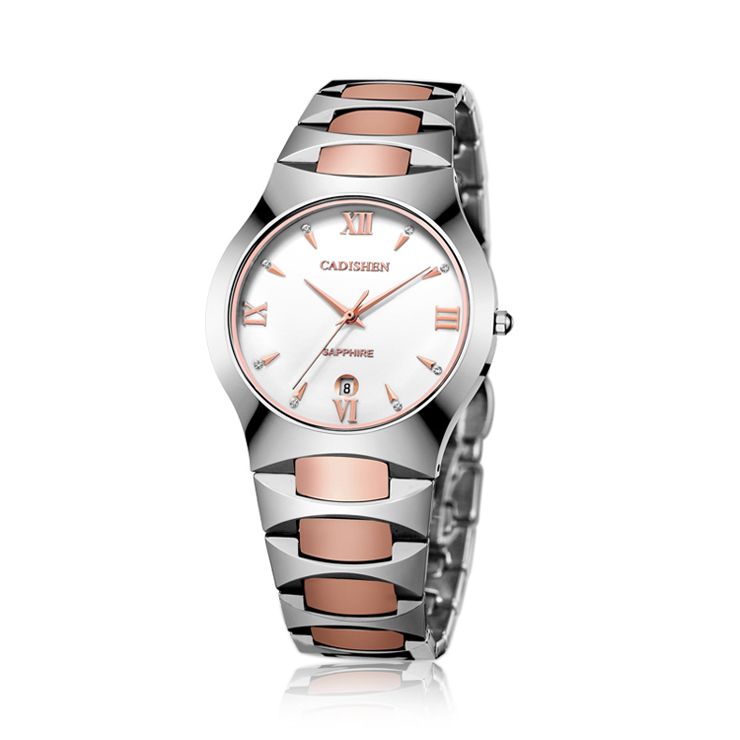 卡迪森cadisen手表男士手表时尚手表石英表钨钢男表c-5053g 白面间金