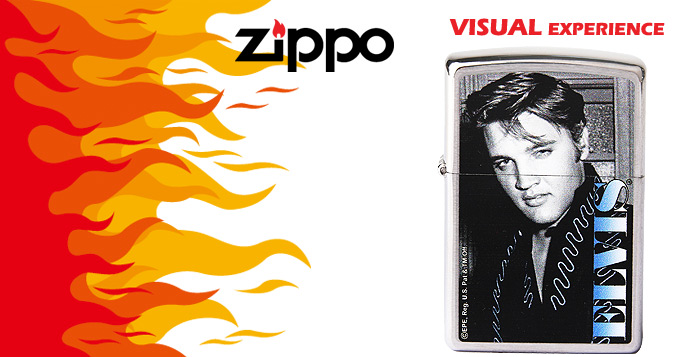 美国芝宝zippo打火机 镀铬/拉丝/彩印 28073猫王黑白头像