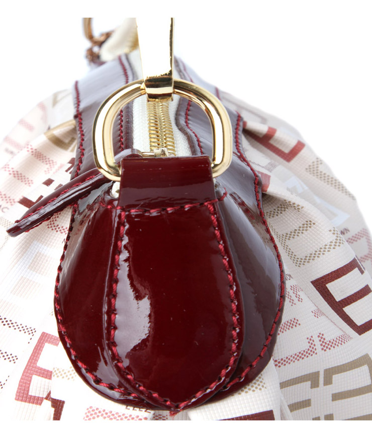 eliza crown 皇冠特殊pvc配牛皮女包5h3312杏色