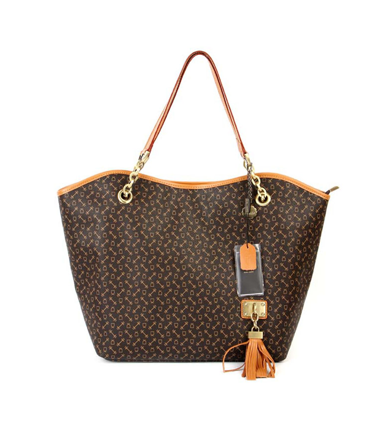 eliza crown 皇冠特殊pvc配牛皮女包5e3143啡色