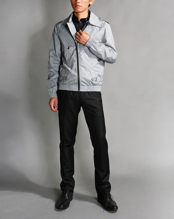 viscap维斯凯男装 新款翻领斜拉链肩章休闲短款夹克外套 39 m