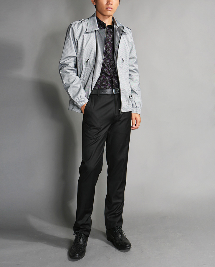 viscap维斯凯男装 新款翻领斜拉链肩章休闲短款夹克外套 39 m