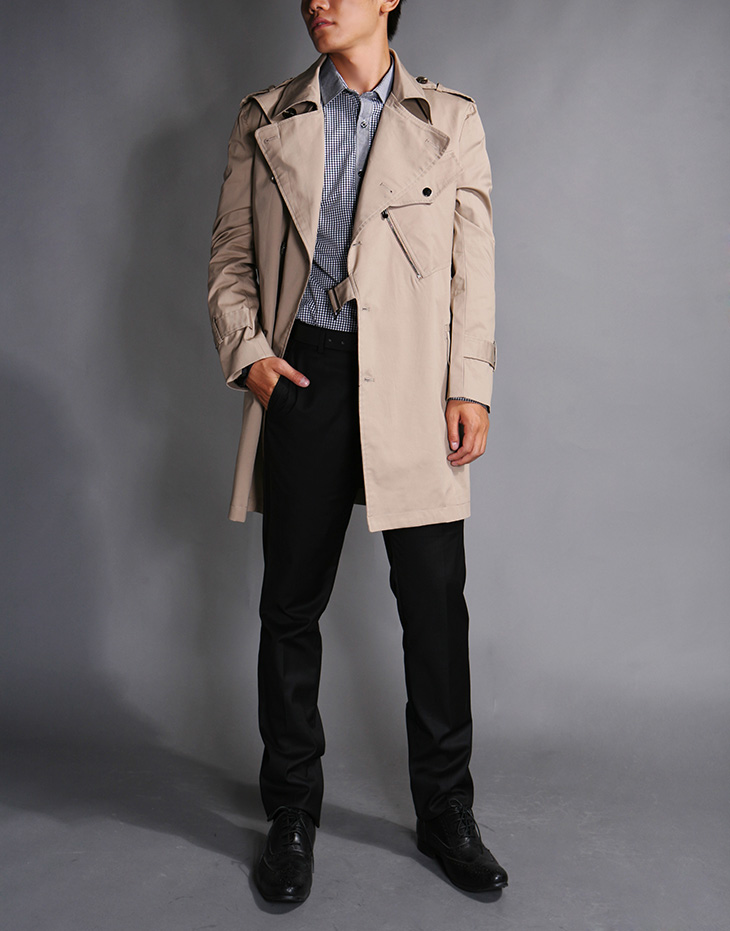 viscap维斯凯男装 秋装新品时尚休闲风衣男中长款外套 84 l