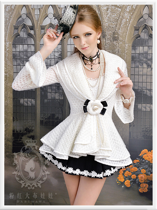 粉红大布娃娃 黑色镶花朵花边带裙摆灯笼短裤t28jz 黑色 m