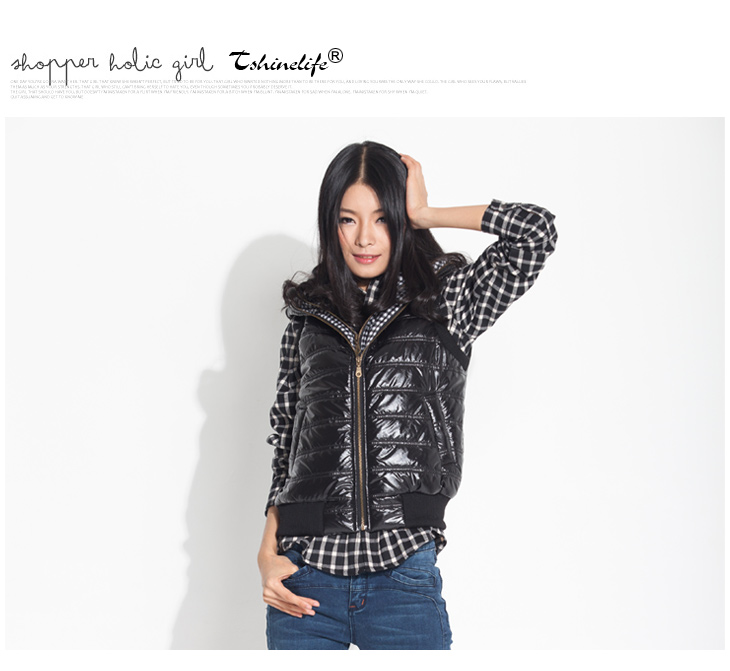 特尚莱菲 秋冬新款女装加厚短款连帽涂层防水马甲外套 QW039 红色 M