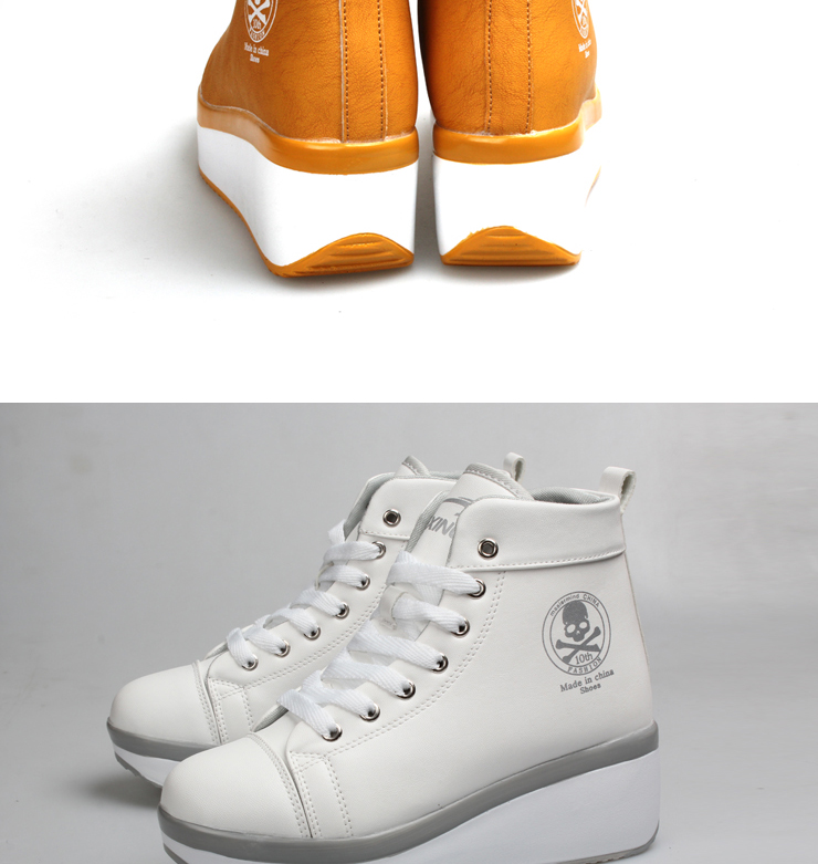 吉星宇 秋冬高帮女鞋 运动鞋 内增高 松糕鞋 流行潮骷髅鞋 黑色 36