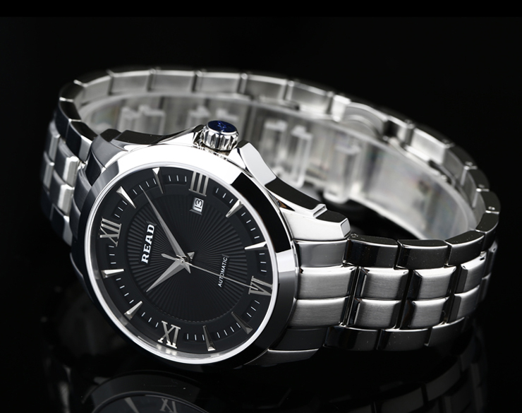 锐力(read)男士手表 时尚表 全自动机械表 商务表 男表 r8005g 黑面
