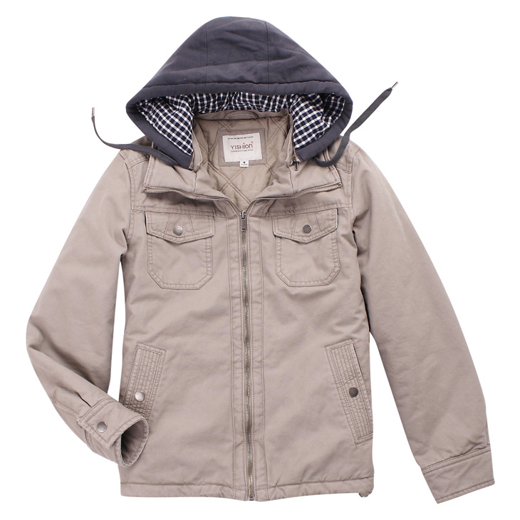 以纯yishion 2012冬装 休闲男装时尚连帽棉衣保暖厚外套11411051 黑色