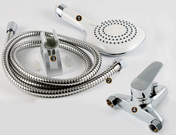 卡朋卫浴 手持花洒喷头 软管 底坐 淋浴龙头 四件套装 ks6016tx/ksl