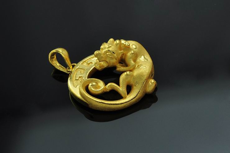 老福记 3d硬金批花螭吻硬金吊坠(2.73g) ldf0102